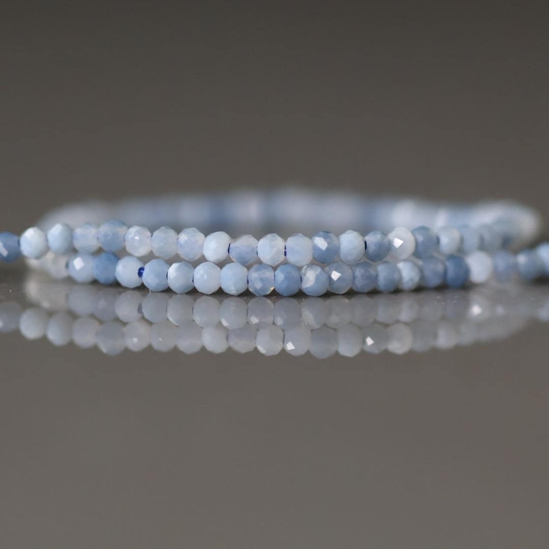 2mm Rare Oregon Owyhee Blue Opal Cube Beads 7" - Tiny Natural Gemstone