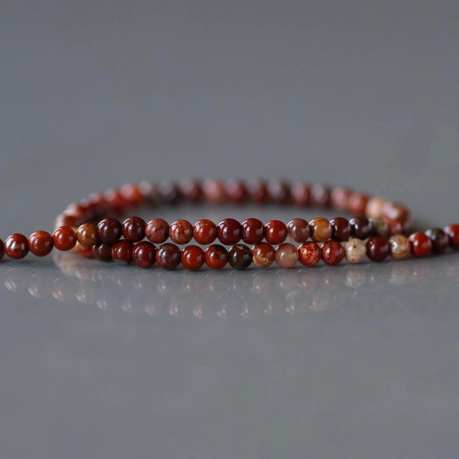 2mm Red Jasper Beads – Tiny Smooth Round Natural Gemstone 15" Strand