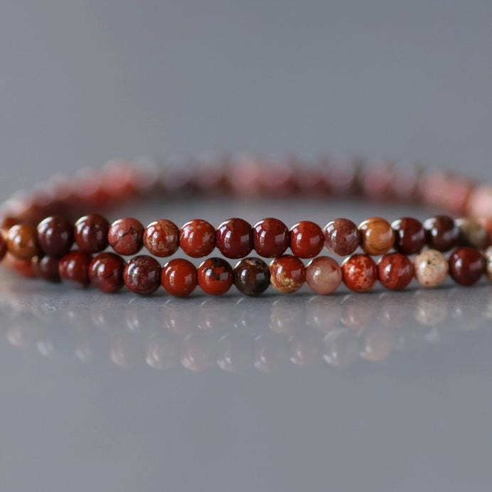 2mm Red Jasper Beads – Tiny Smooth Round Natural Gemstone 15" Strand
