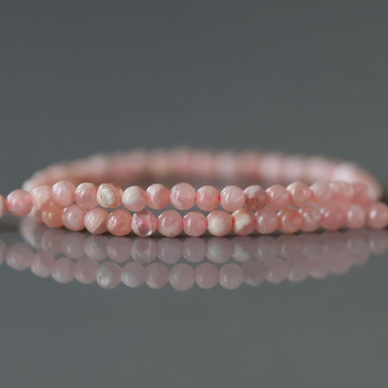 2mm Rhodochrosite Beads – Tiny Smooth Round Natural Gemstone 15" Strand