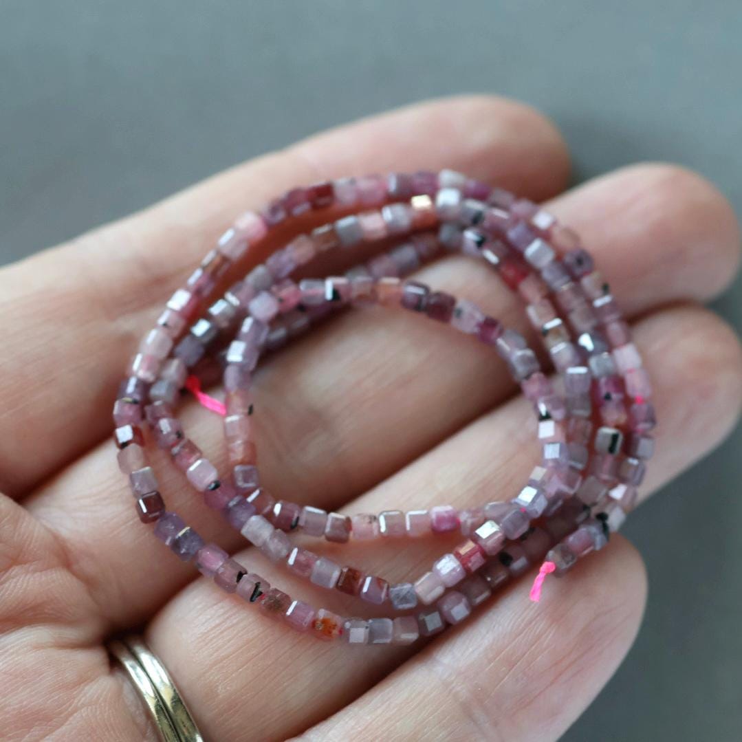 2mm Ruby Beads Cube Faceted Beads 7" Strand Natural Ruby Cubes Gemstone Beads Beading Crafter Gift July Birthstone DIY Jewelry