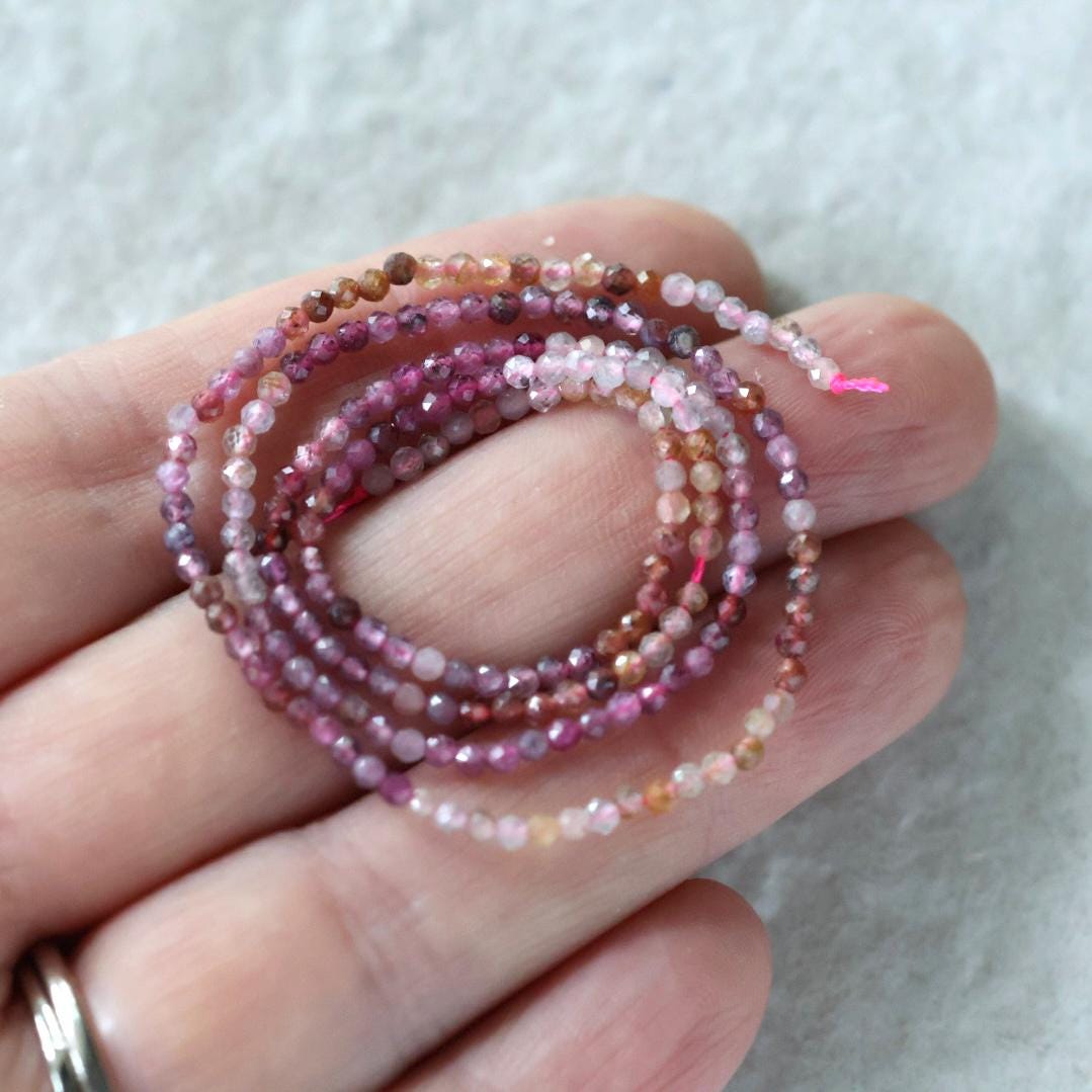 2mm Ruby Yellow Sapphire Faceted Beads Round Genuine Gemstone Tiny Beads 15” for DIY Jewelry Making Earring Supplies