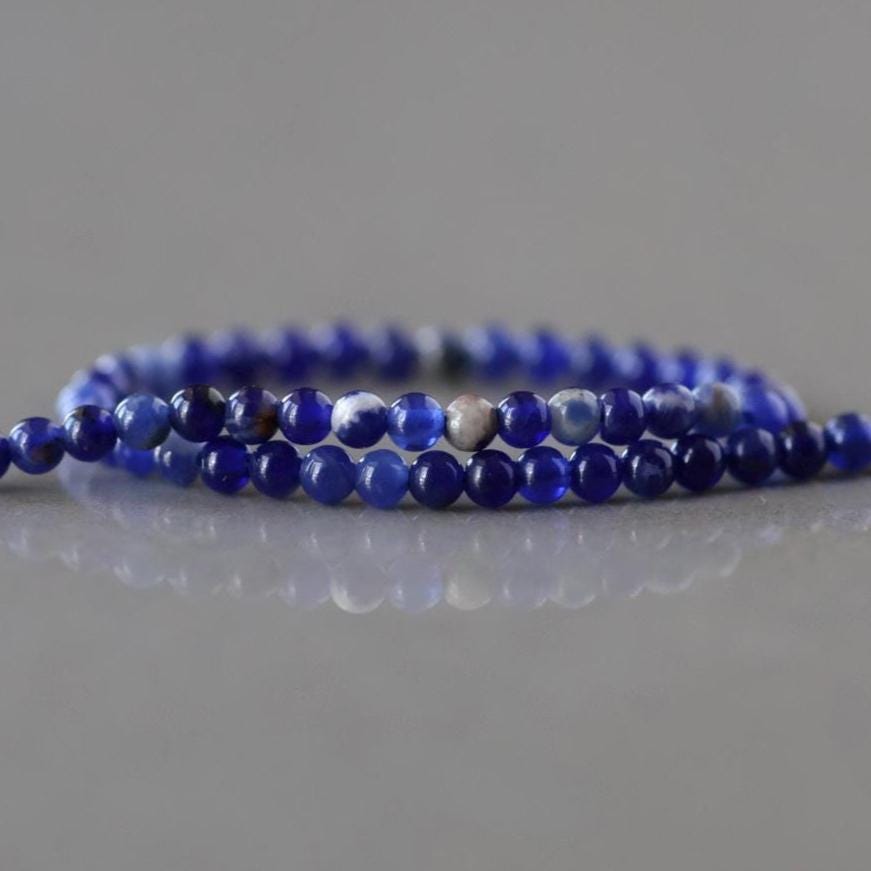 2mm Sodalite Beads – Tiny Smooth Round Natural Gemstone 15" Strand