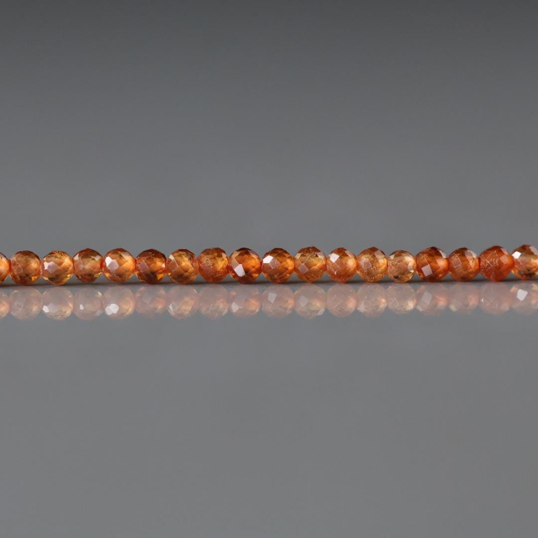 2mm Spessartine Garnet Beads - Tiny Faceted Round Natural Gemstone 15" Strand