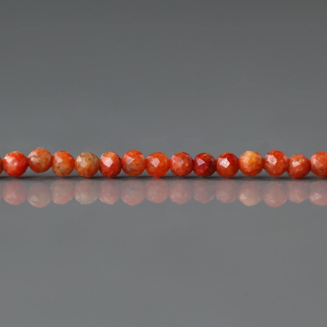 2mm Sponge Coral Beads – Tiny Faceted Round Natural Gemstone 15" Strand