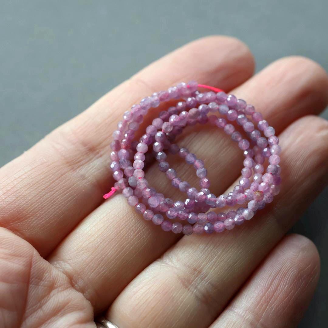 2mm Star Flash Ruby Beads – Tiny Faceted Round Natural Gemstone 15" Strand