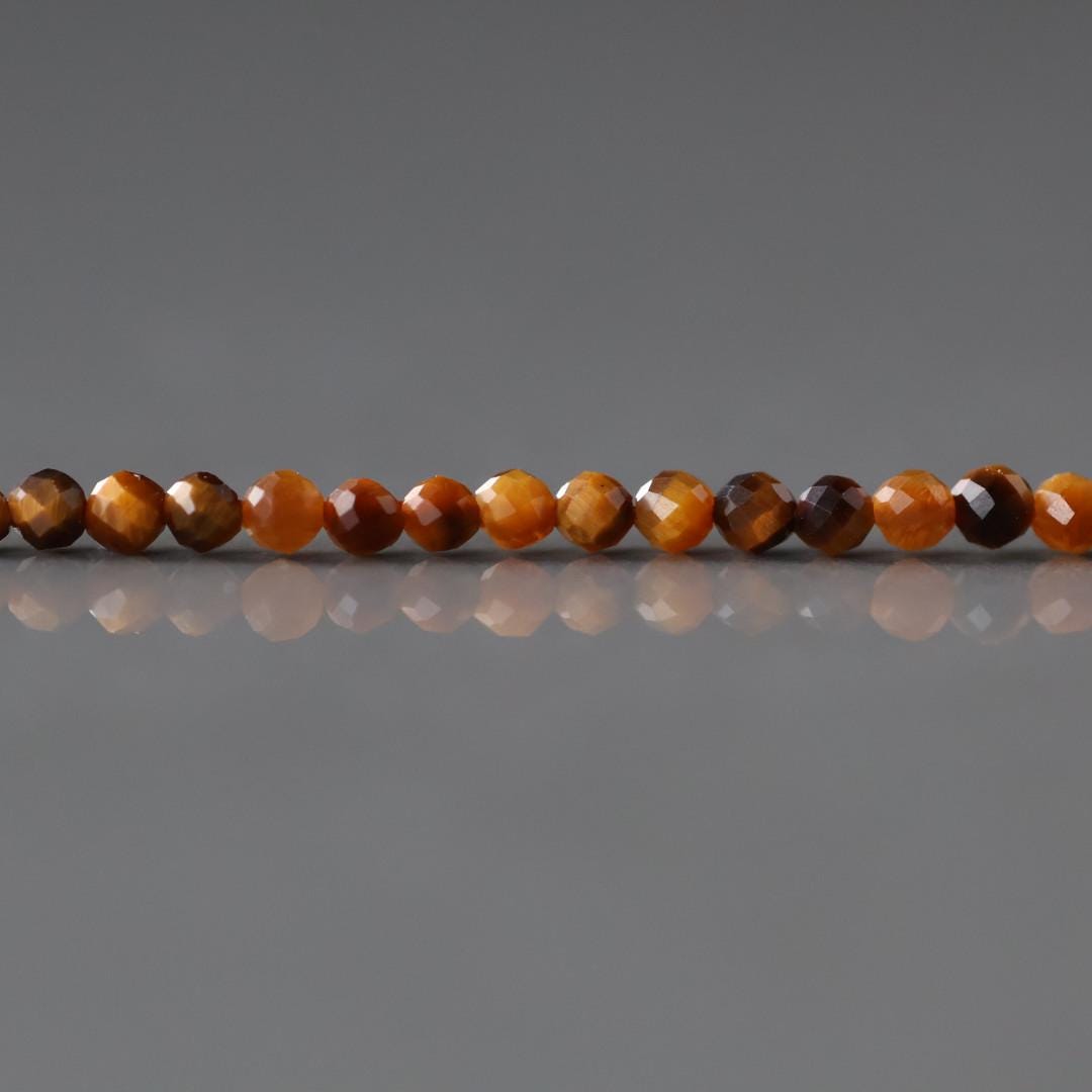 2mm Tiger’s Eye Beads – Tiny Faceted Round Natural Gemstone 15" Strand
