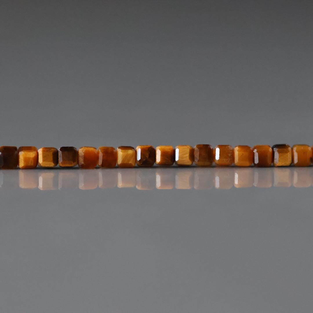 2mm Tiger's Eye Cube Beads - Tiny Faceted Cube Natural Gemstone 15" Strand