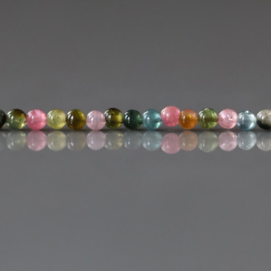 2mm Watermelon Tourmaline Beads – Tiny Smooth Round Natural Gemstone 15" Strand