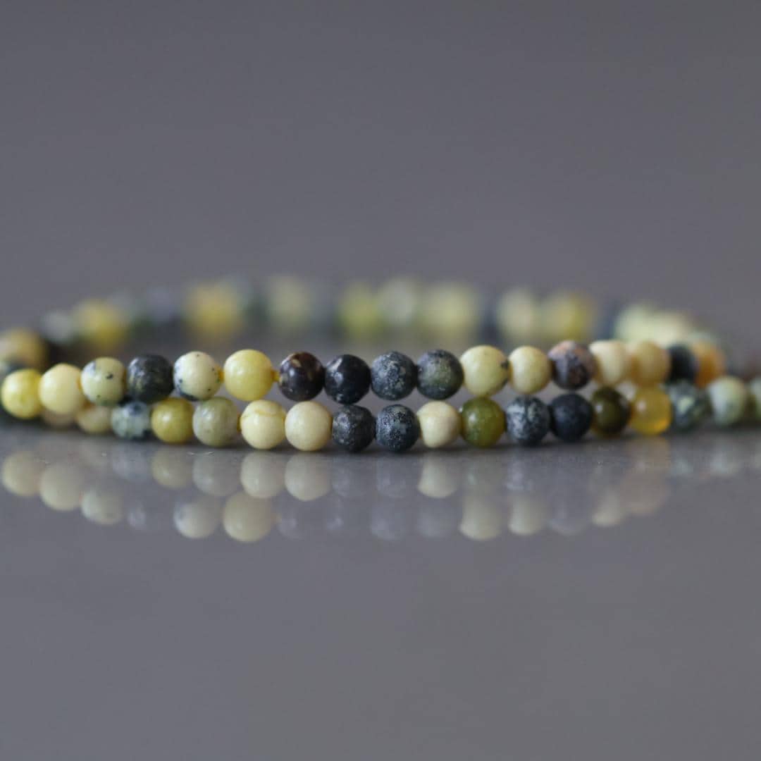 2mm Yellow Serpentine (Lizardite) Beads – Tiny Smooth Round Natural Gemstone 15" Strand