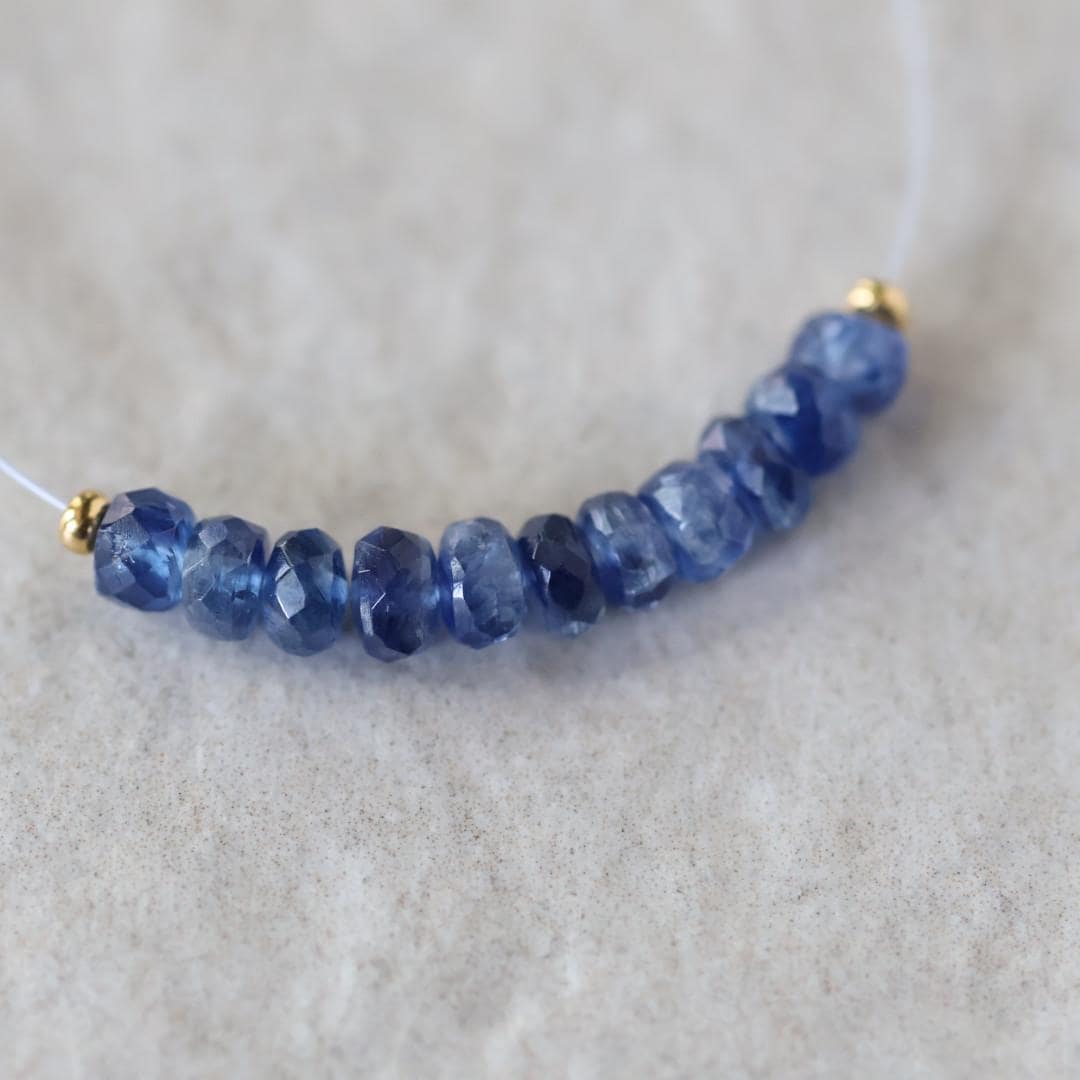 4mm Blue Kyanite Beads - Faceted Rondelle Natural Gemstone 10 Pcs