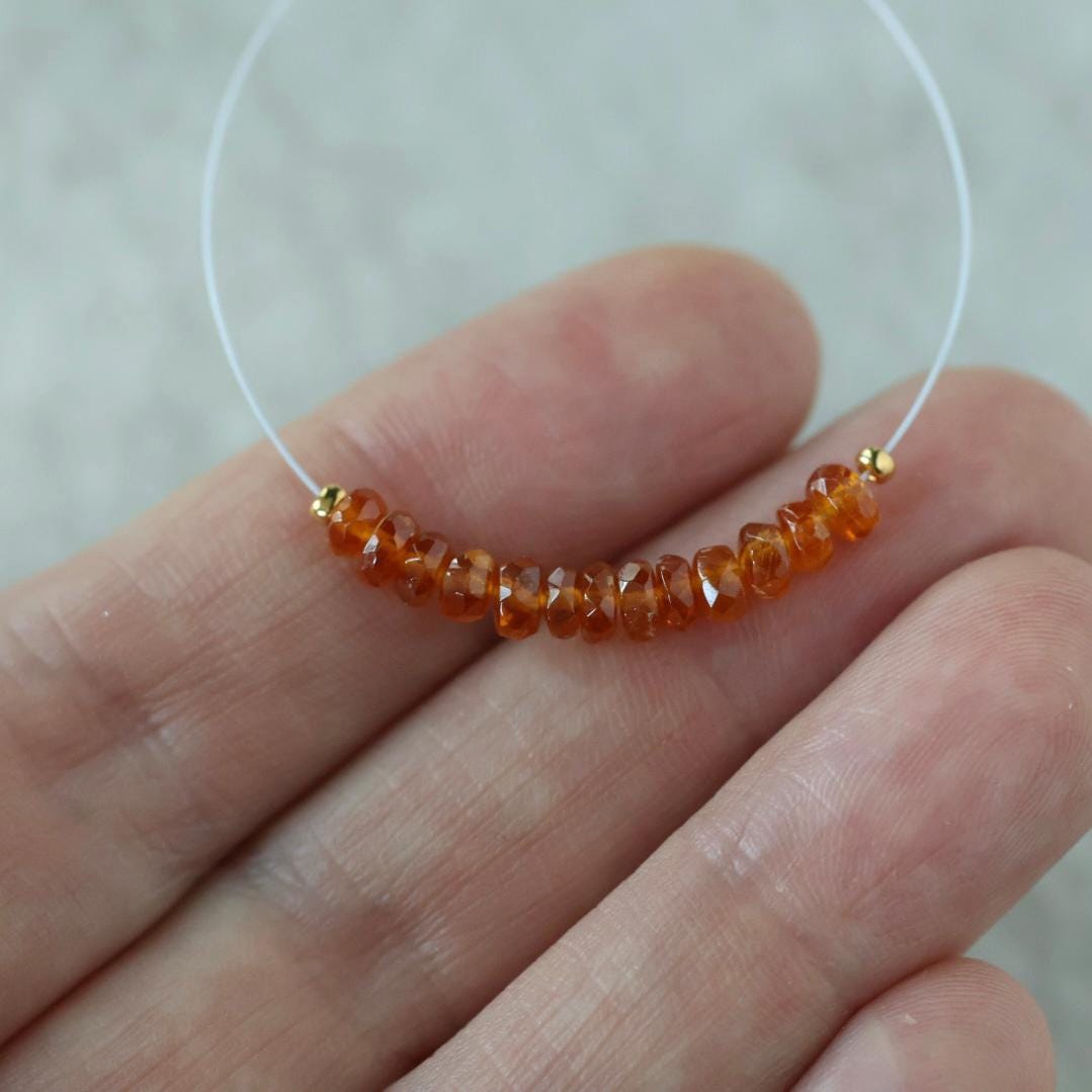 3.5mm 4mm AAA Orange Kyanite Beads Faceted Rondelle 1” Natural Gemstone for DIY Jewelry Making