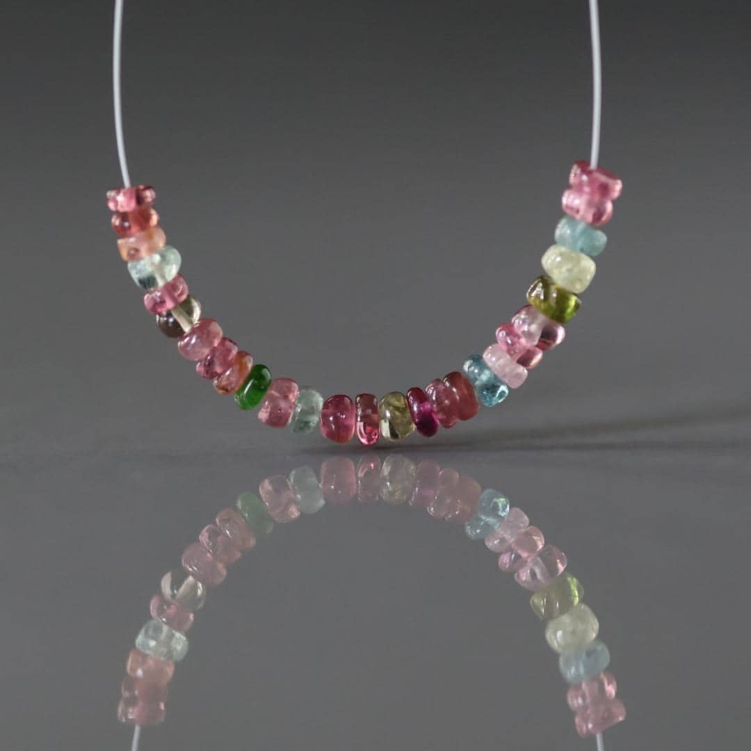 3.5mm AAA Multi Color Tourmaline Rondelle Beads Smooth 2” Gemstone Beads DIY Jewelry Making Gift October Birthstone