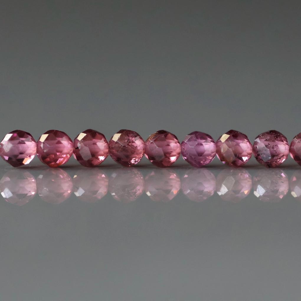 3.5mm Pink Garnet Beads – Faceted Round Natural Gemstone - 12 pcs
