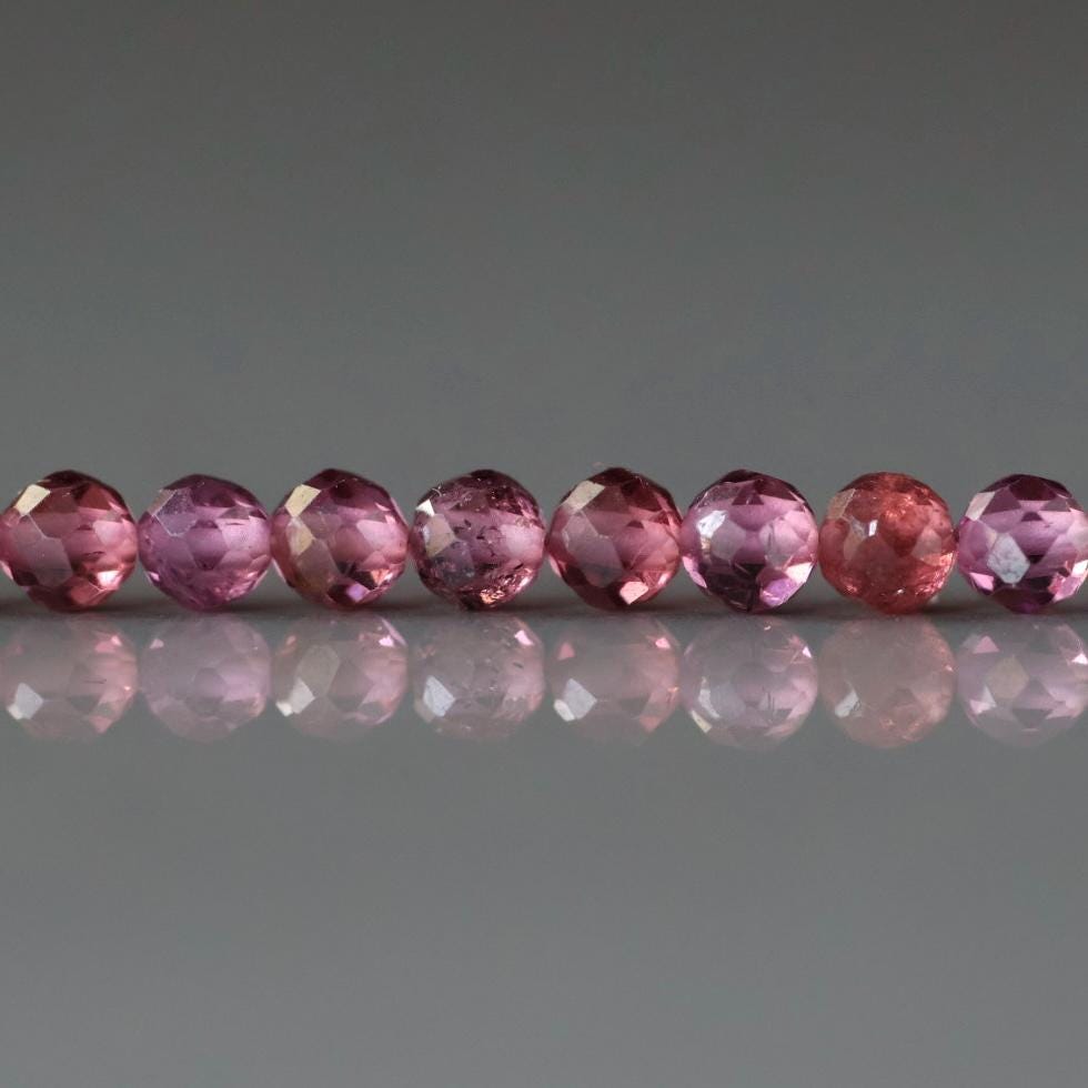 3.5mm Pink Garnet Beads – Faceted Round Natural Gemstone - 12 pcs