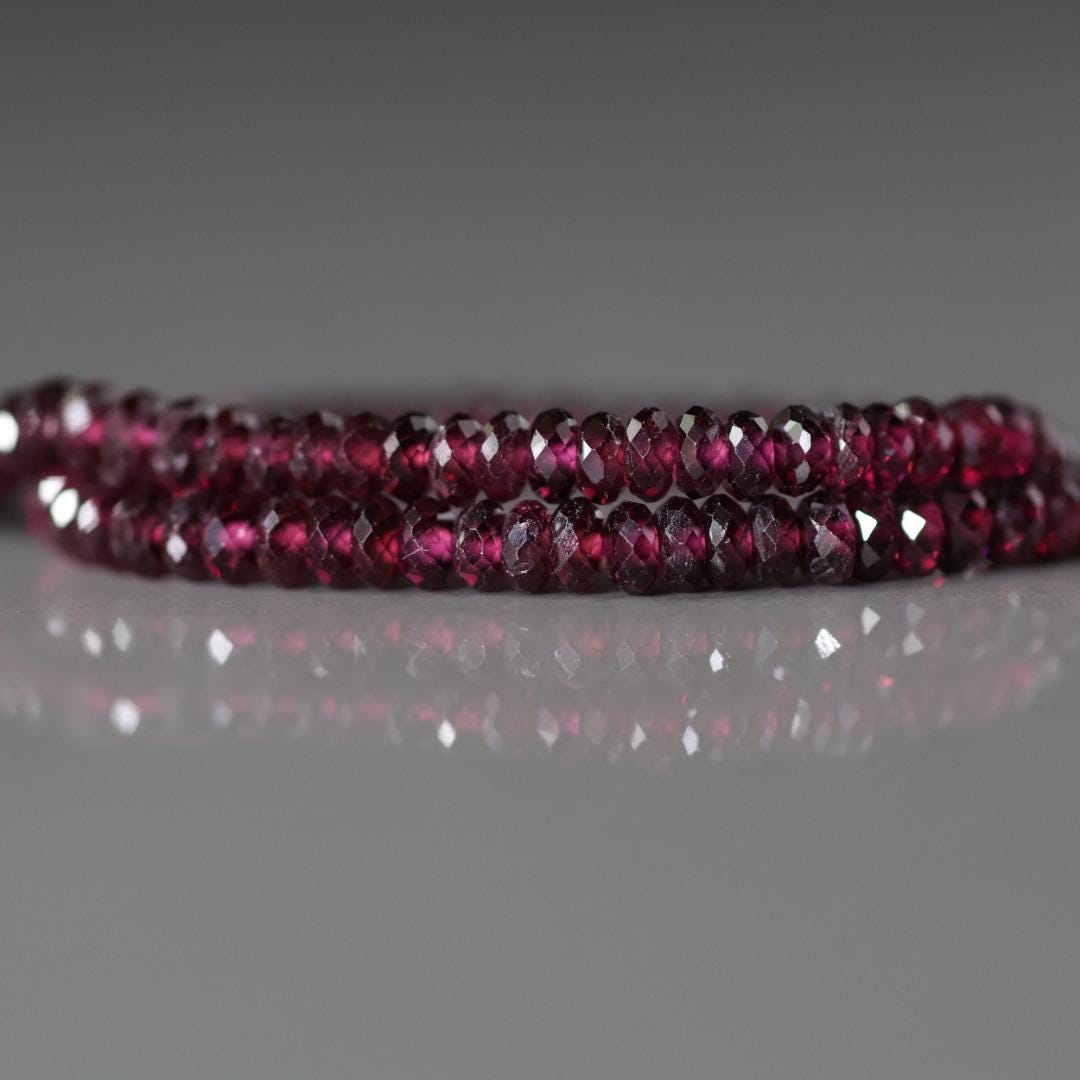 3.5mm AAA Rhodolite Garnet Beads- Faceted Rondelle Natural Gemstone 15"