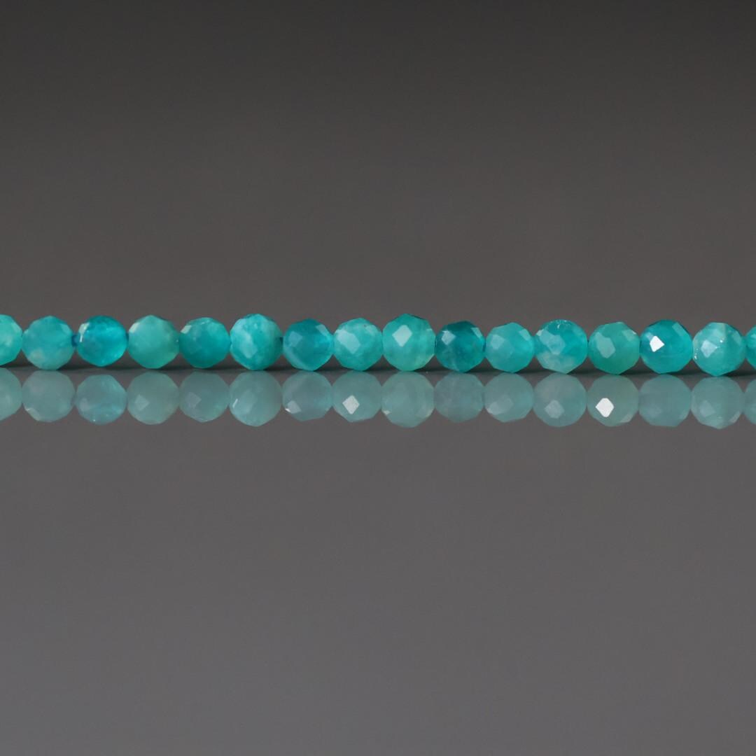 3.5mm AAA Russian Amazonite Faceted Beads Round Strand 7" Genuine Gemstone Beads for DIY Jewelry Making Beading Craft Gift Beads