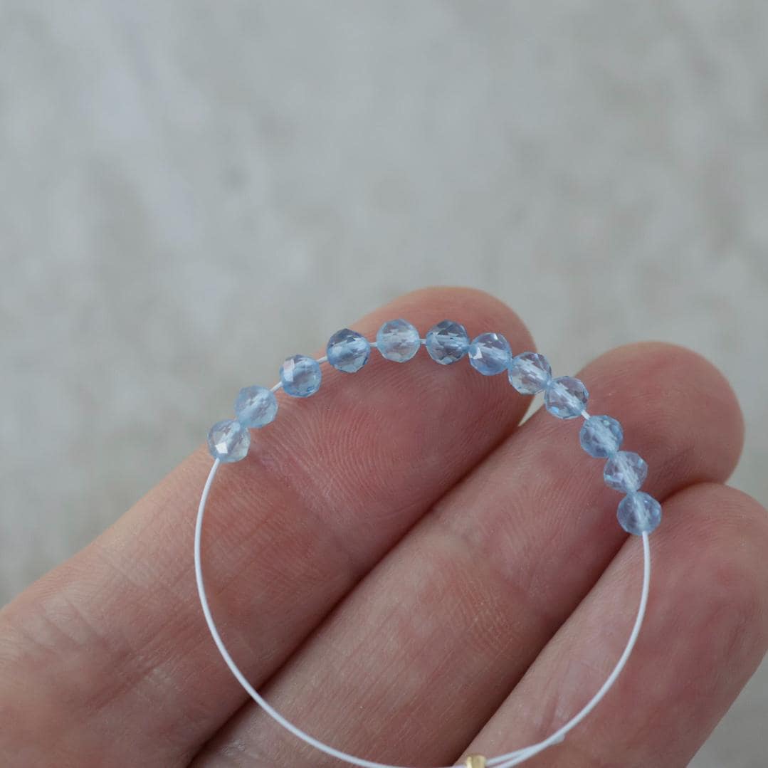 3.5mm AAA Santa Maria Aquamarine Beads Faceted 12 PCs Natural Genuine Gemstone Beads for Jewelry Making Craft Gift Beads March Birthstone