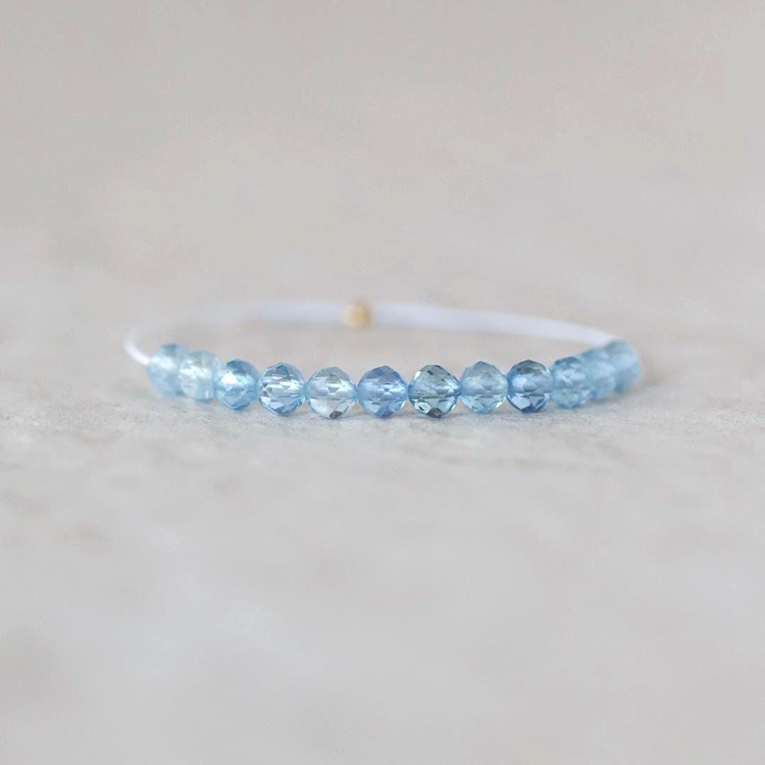 3.5mm AAA Santa Maria Aquamarine Beads Faceted 12 PCs Natural Genuine Gemstone Beads for Jewelry Making Craft Gift Beads March Birthstone