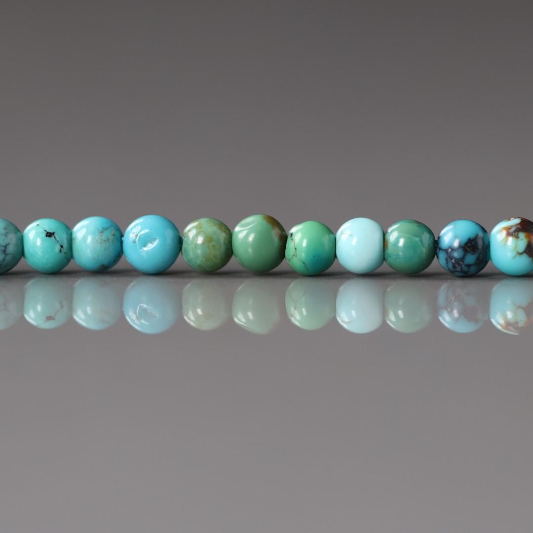 3.5mm Arizona Turquoise Beads – Smooth Round Natural Gemstone 15" Strand