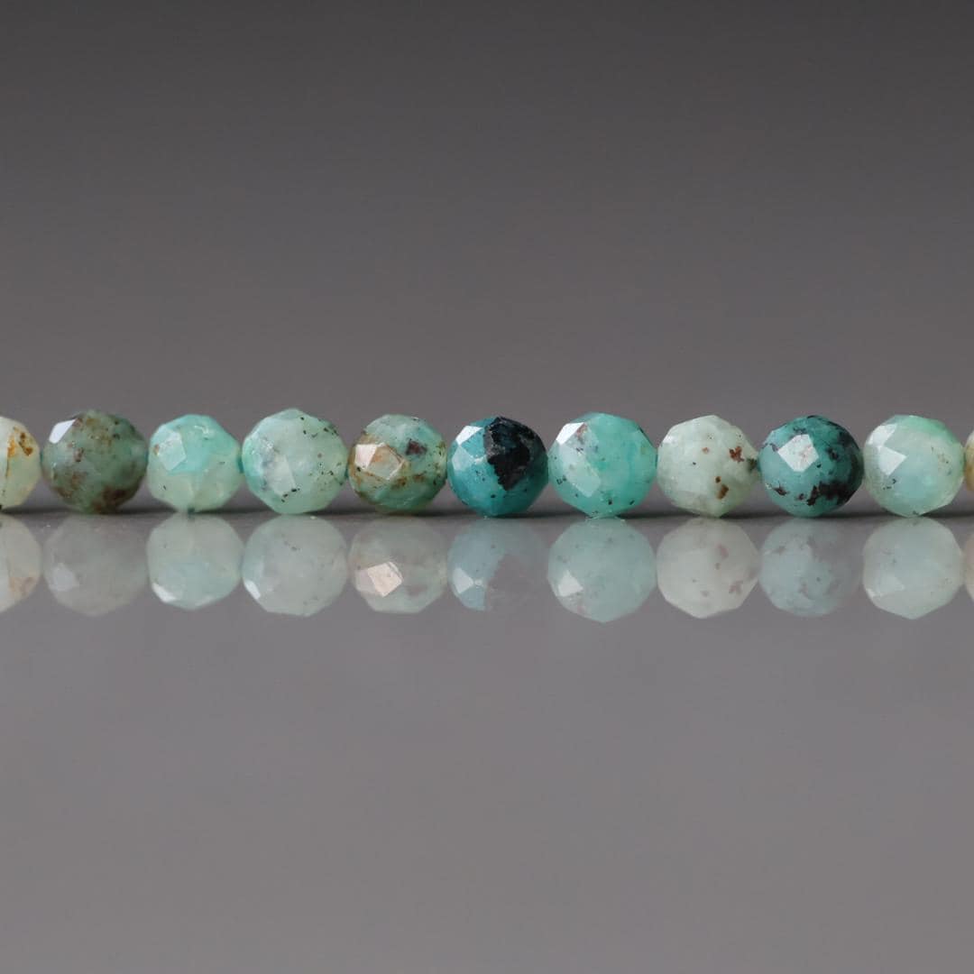 3.5mm Cuprite in Chrysocolla Beads – Faceted Round Natural Gemstone 15" Strand