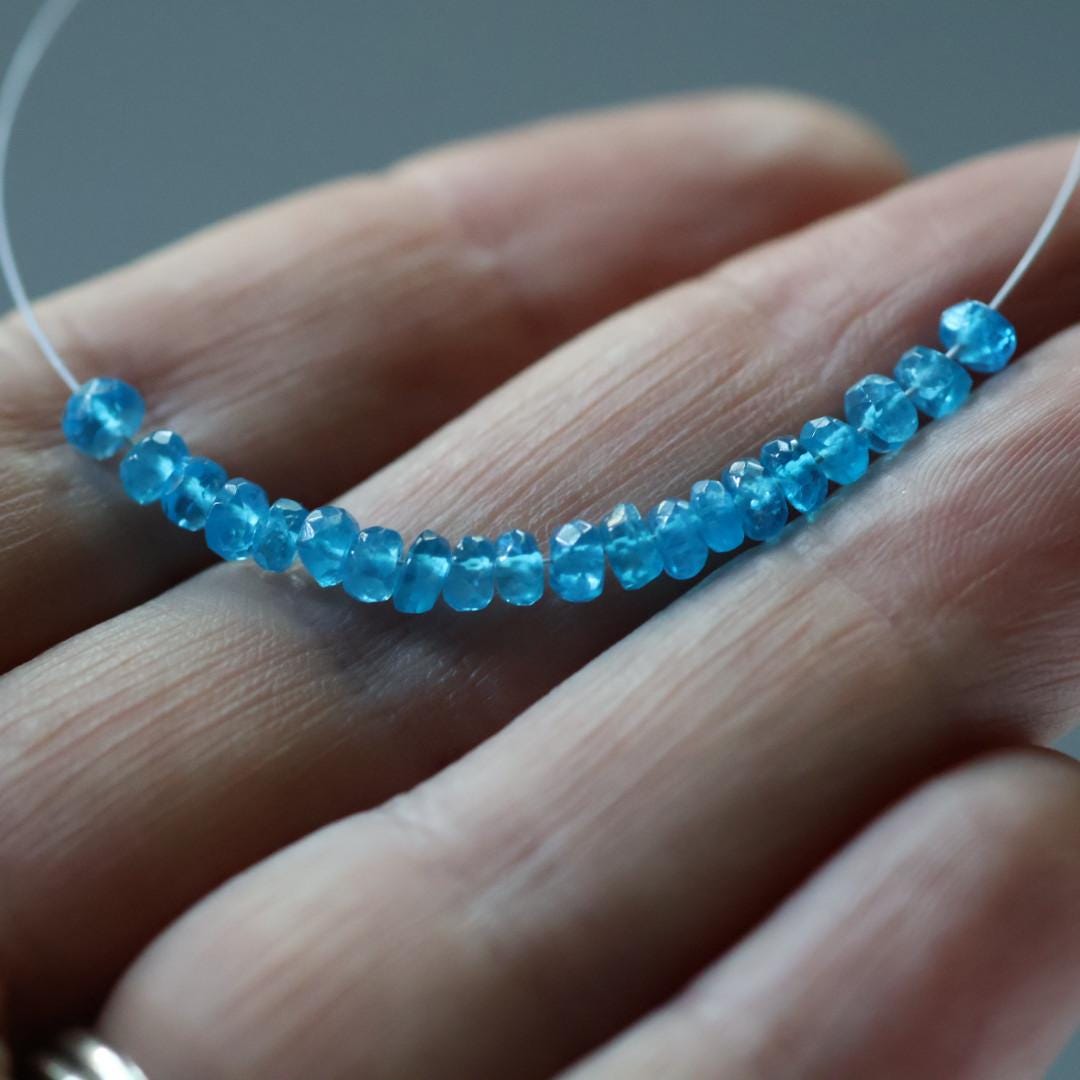 3.5mm Electric Neon Peacock Apatite Beads - Faceted Rondelle Genuine Gemstone 20 PCs