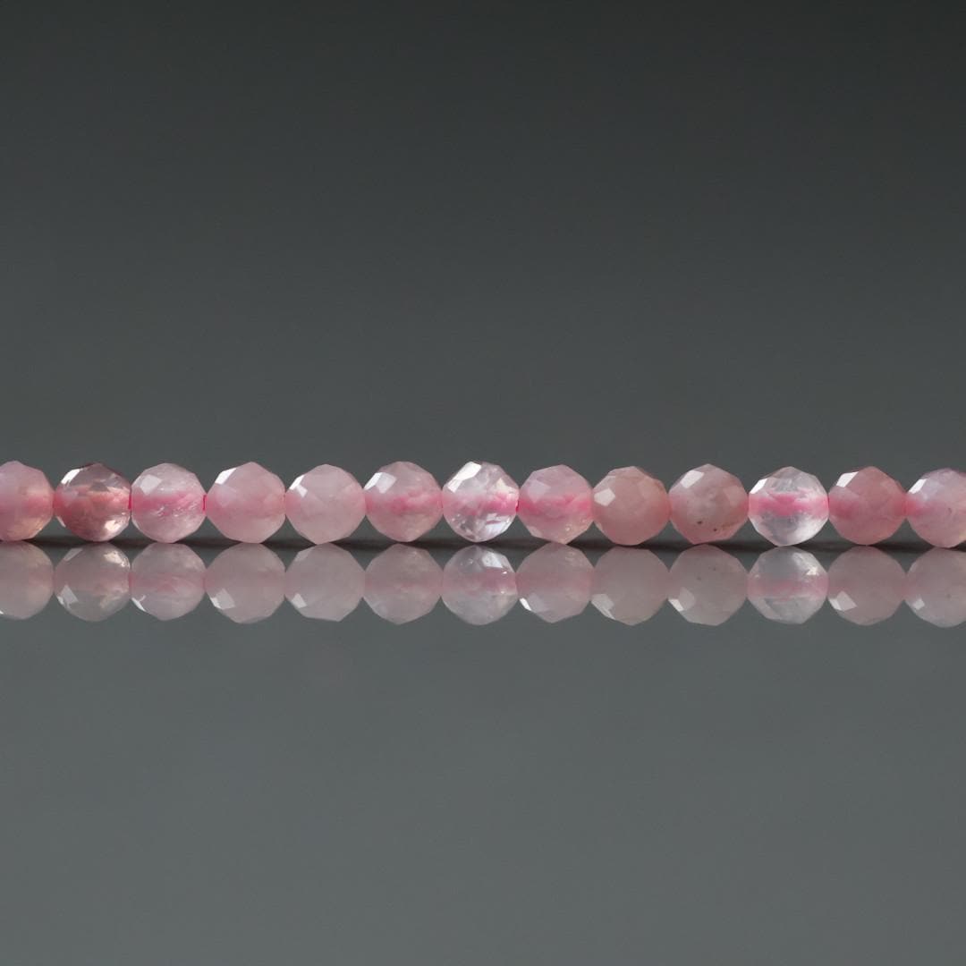3.5mm Madagascar Rose Quartz Beads – Faceted Round Natural Gemstone 15" Strand