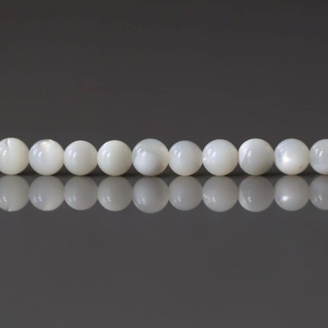 3.5mm Natural Mother of Pearl Beads - Smooth Round Natural Gemstone 15" Strand