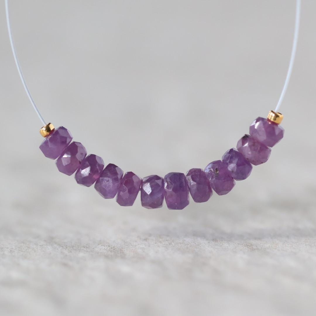 3.5mm Natural Purple Sapphire Beads Faceted Rondelle 1” Genuine Gemstonefir DIY Jewelry Making Beading Supplies