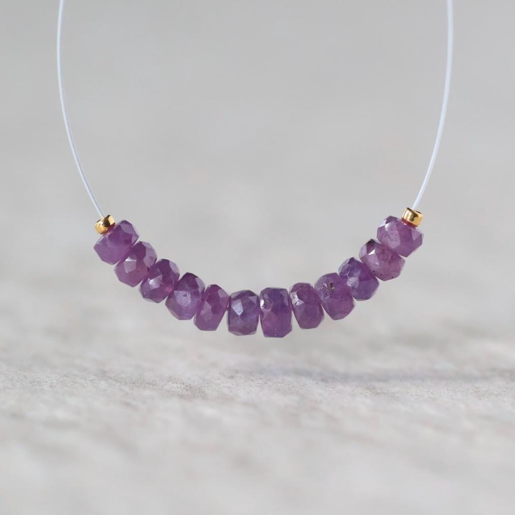 3.5mm Natural Purple Sapphire Beads Faceted Rondelle 1” Genuine Gemstonefir DIY Jewelry Making Beading Supplies