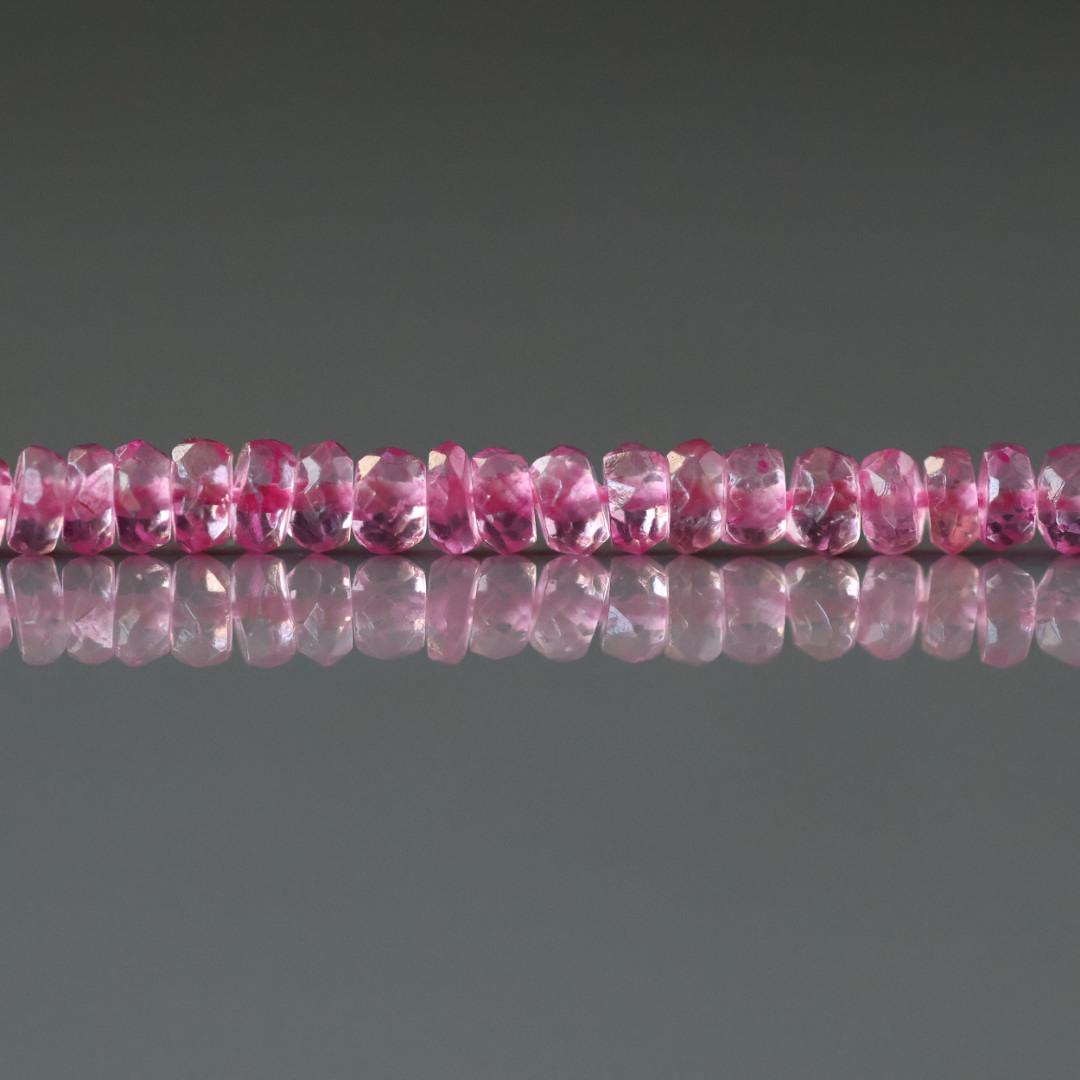 3.5mm Pink Topaz Rondelle Beads – Faceted Rondelle Natural Gemstone 6" Strand