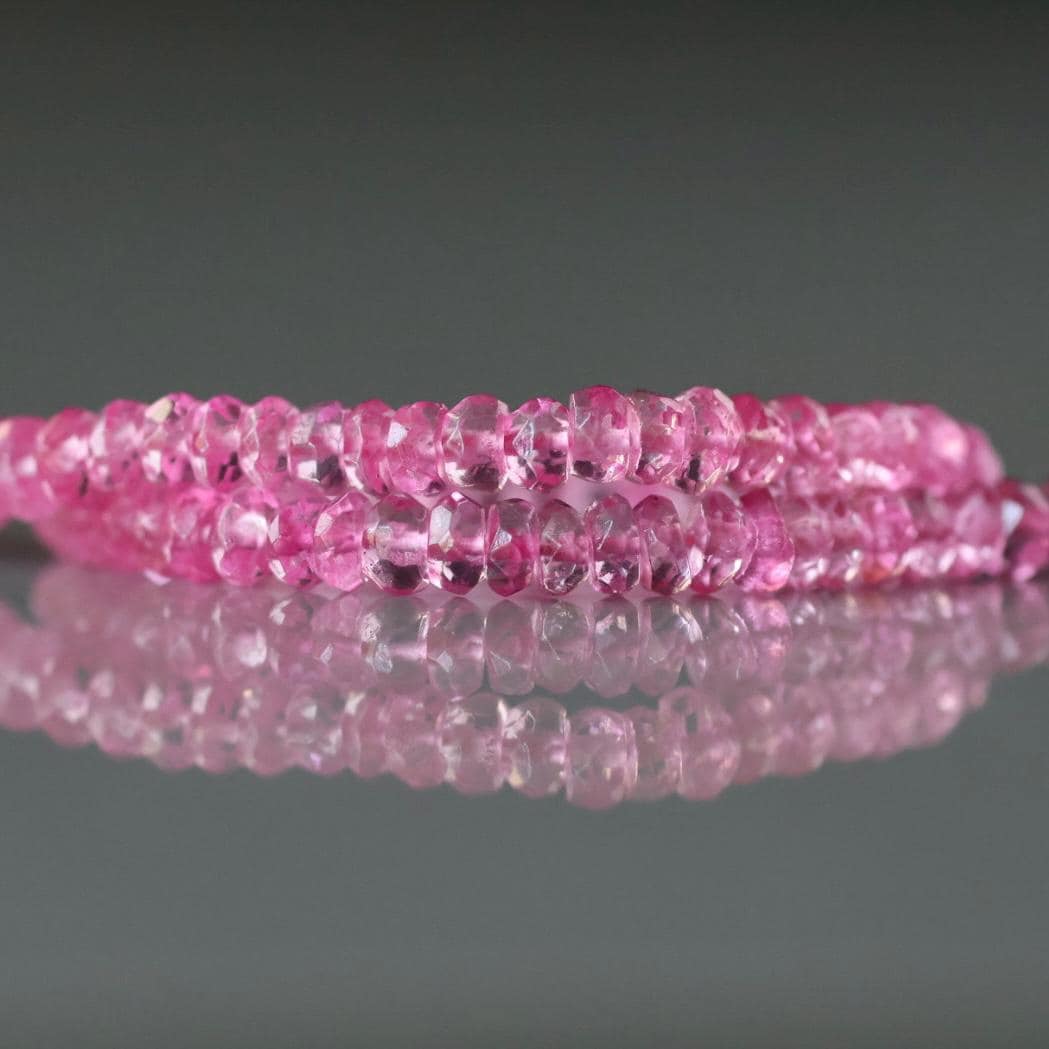 3.5mm Pink Topaz Rondelle Beads – Faceted Rondelle Natural Gemstone 6" Strand