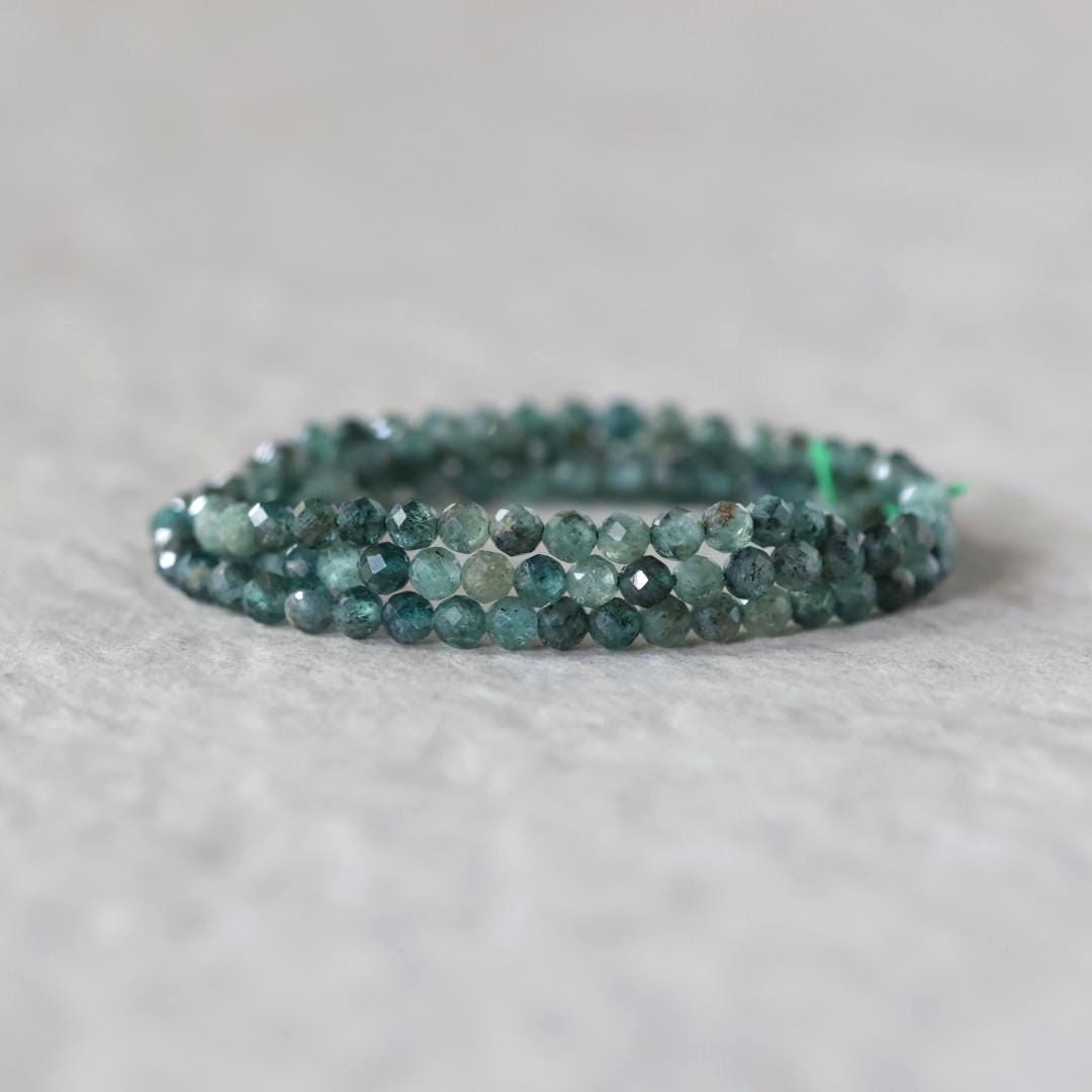 3.5mm Green Kyanite Beads – Faceted Round Natural Gemstone - 14 pcs