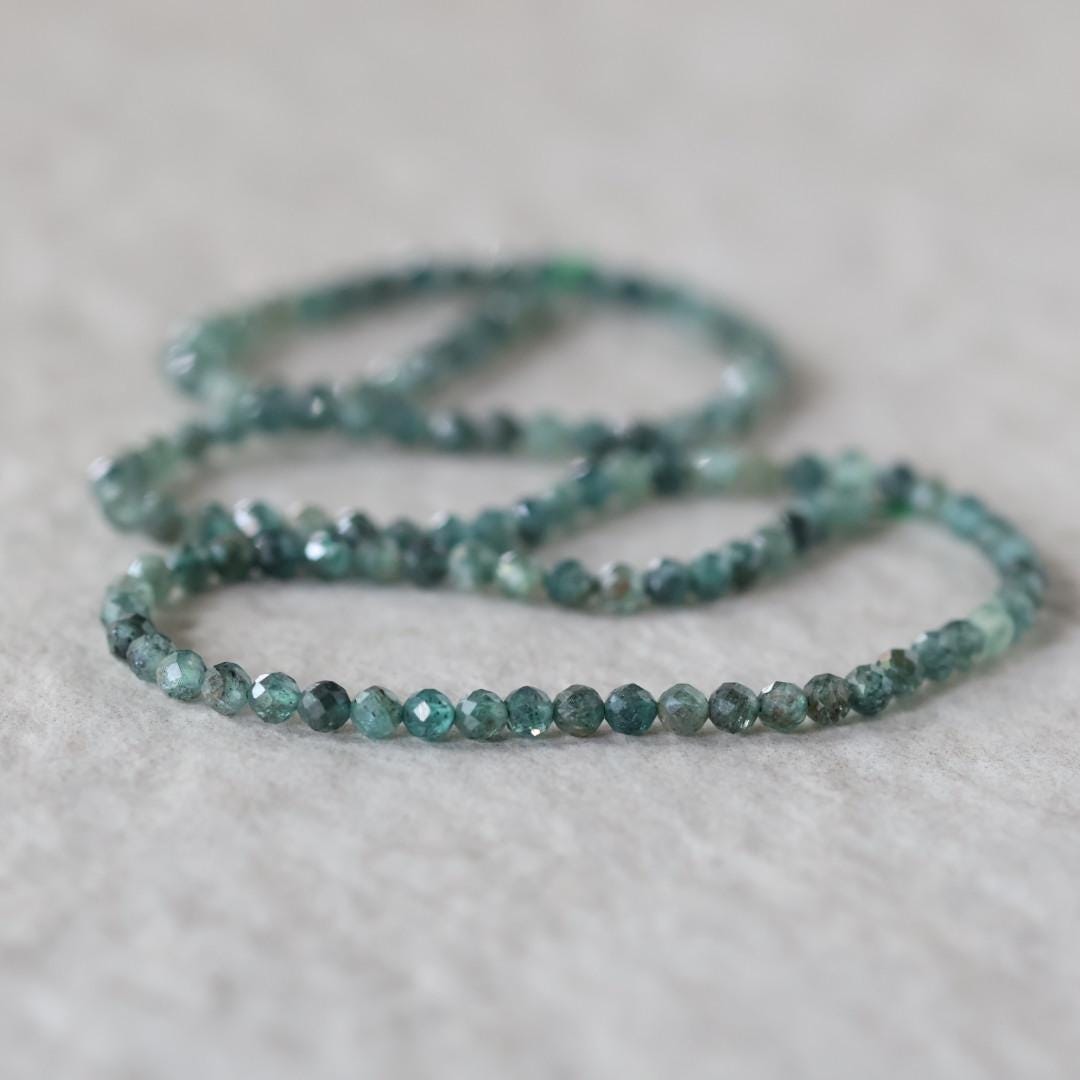 3.5mm Green Kyanite Beads – Faceted Round Natural Gemstone - 14 pcs