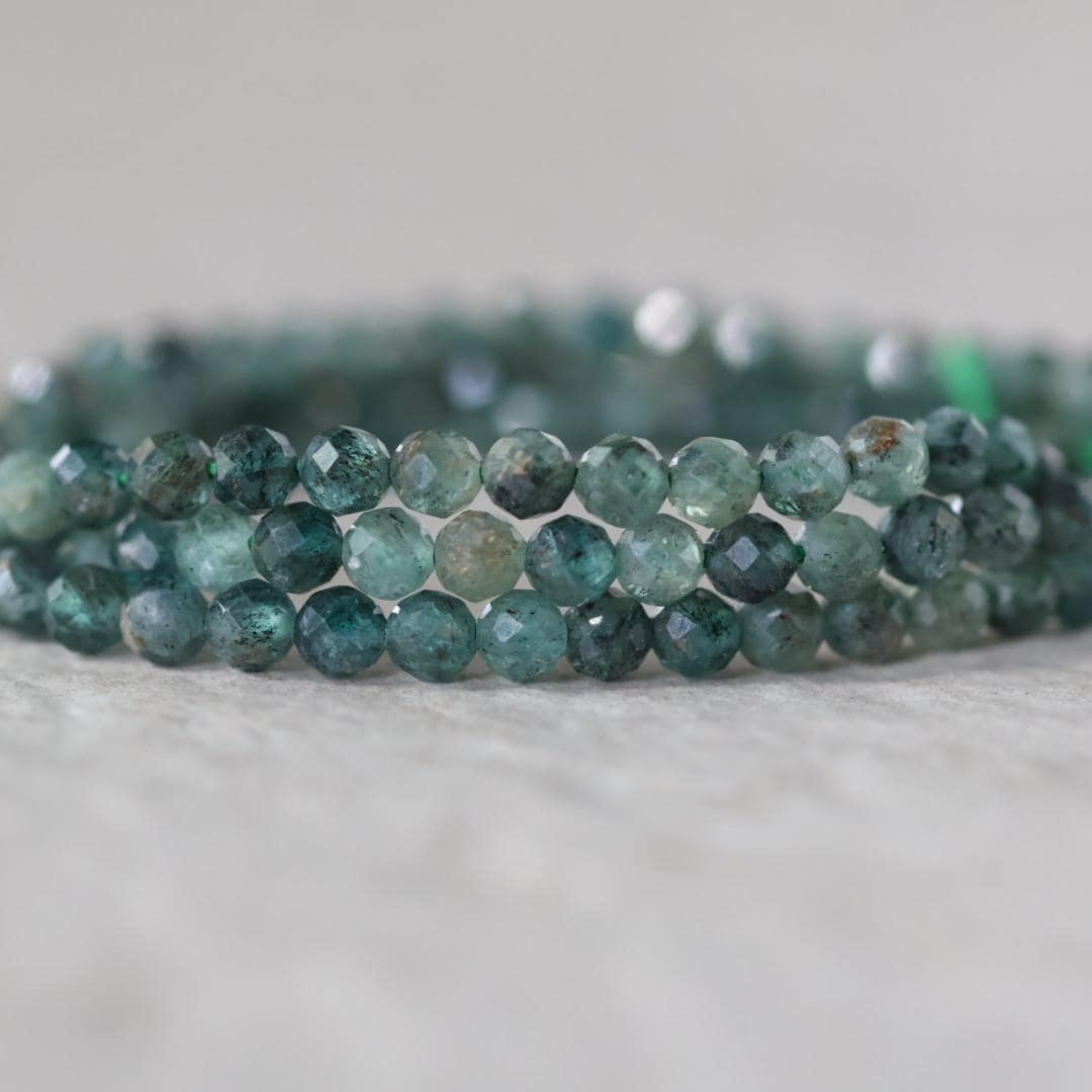3.5mm Green Kyanite Beads – Faceted Round Natural Gemstone - 14 pcs