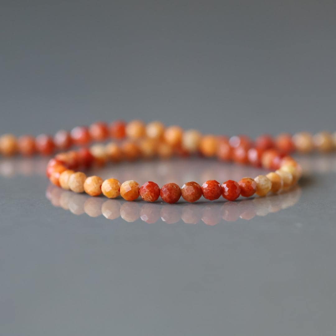 3.5mm Sponge Coral Beads – Faceted Round Natural Gemstone 15" Strand