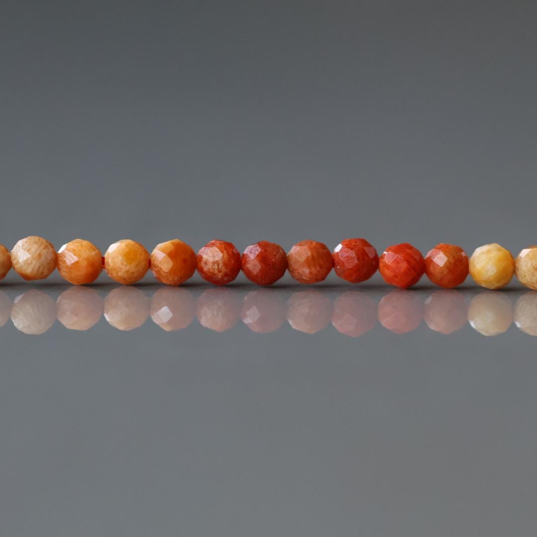 3.5mm Sponge Coral Beads – Faceted Round Natural Gemstone 15" Strand