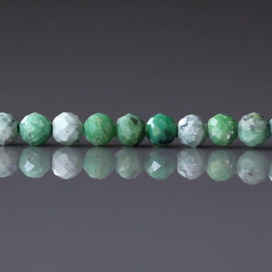 3.5mm Variscite Beads – Faceted Round Natural Gemstone 15" Strand