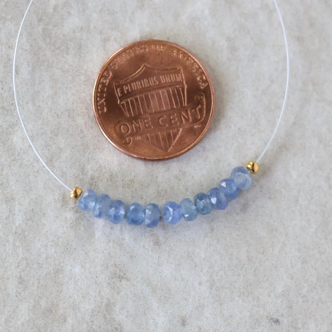 3.5-4mm Natural Burmese Blue Sapphire Beads Faceted Rondelle 1” Genuine Gemstone Beads for DIY Jewelry Making Supplies