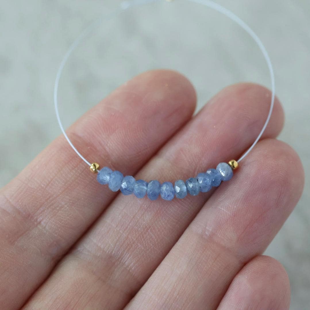 3.5-4mm Natural Burmese Blue Sapphire Beads Faceted Rondelle 1” Genuine Gemstone Beads for DIY Jewelry Making Supplies