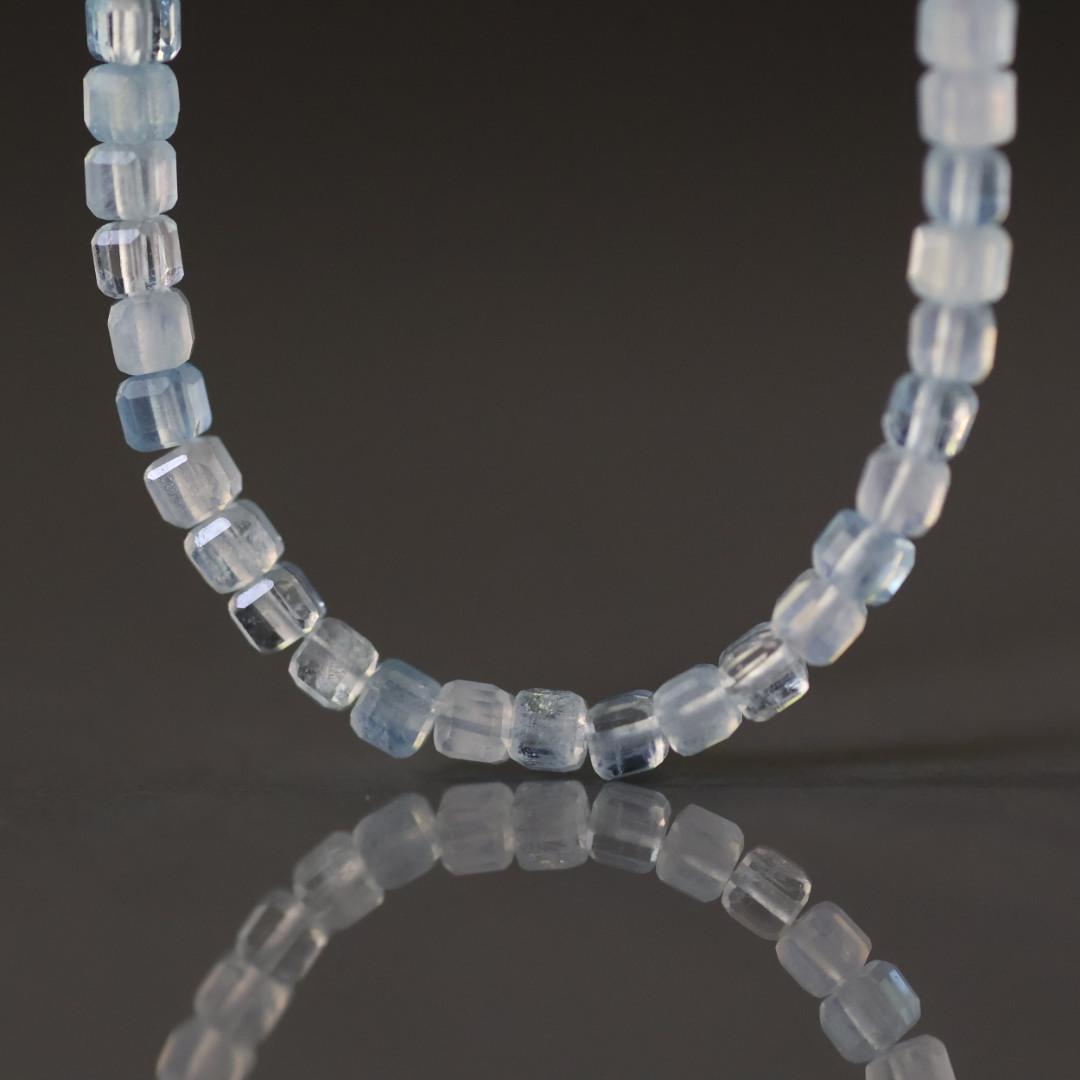 3mm AAA Aquamarine Beads Cube Faceted 7" Raw Genuine Gemstone Beads for Jewelry Making Beading Craft Gift Beads March Birthstone