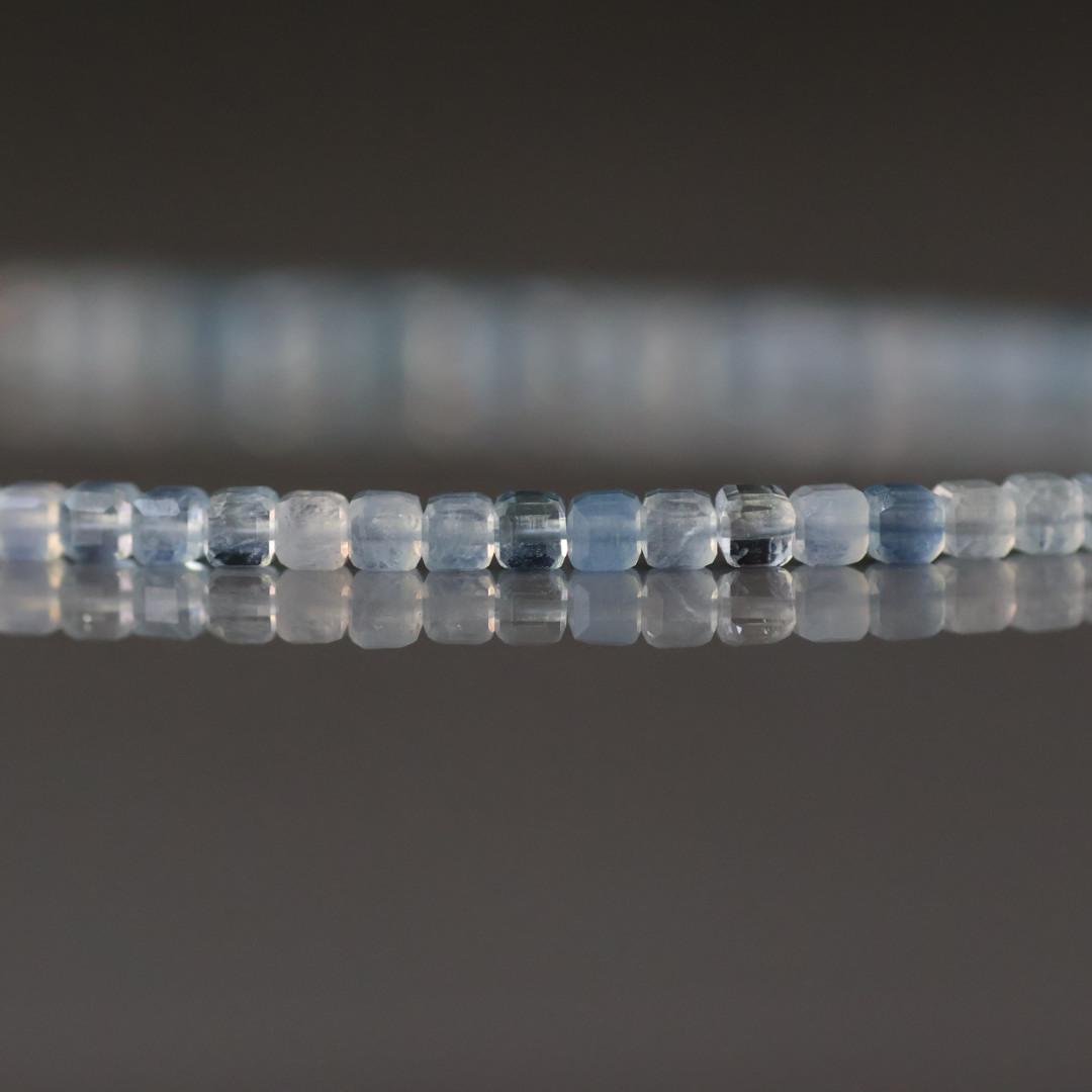 3mm AAA Aquamarine Beads Cube Faceted 7" Raw Genuine Gemstone Beads for Jewelry Making Beading Craft Gift Beads March Birthstone