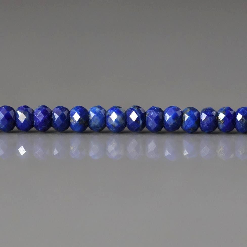 3mm AAA Lapis Lazuli Beads - Faceted Rondelle Micro Gemstone 12.5" Strand