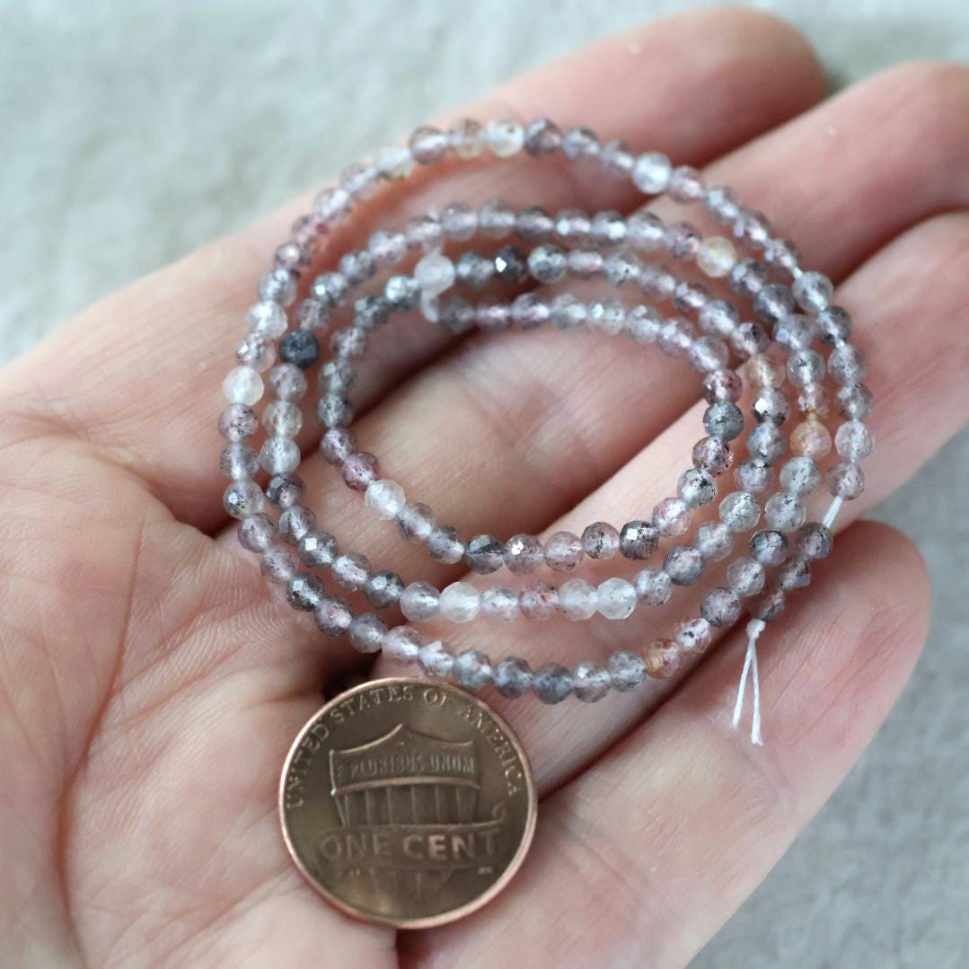 3mm AAA Lepidolite Micro Faceted Beads Genuine Lepidolite Beads 15" Sparkly Gemstone Beads for Jewelry Making