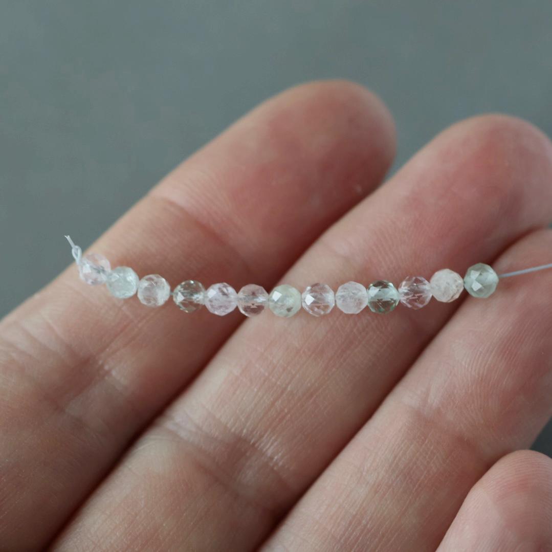3mm Multi Aquamarine Beads – Faceted Round Micro Gemstone - 14 pcs