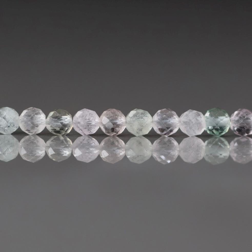 3mm Multi Aquamarine Beads – Faceted Round Micro Gemstone - 14 pcs