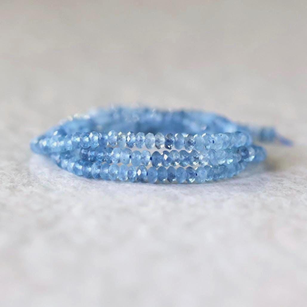 3mm AAA Santa Maria Aquamarine Rondelle Beads Faceted Natural Genuine Gemstone Beads for Jewelry Making Craft Gift Beads March Birthstone