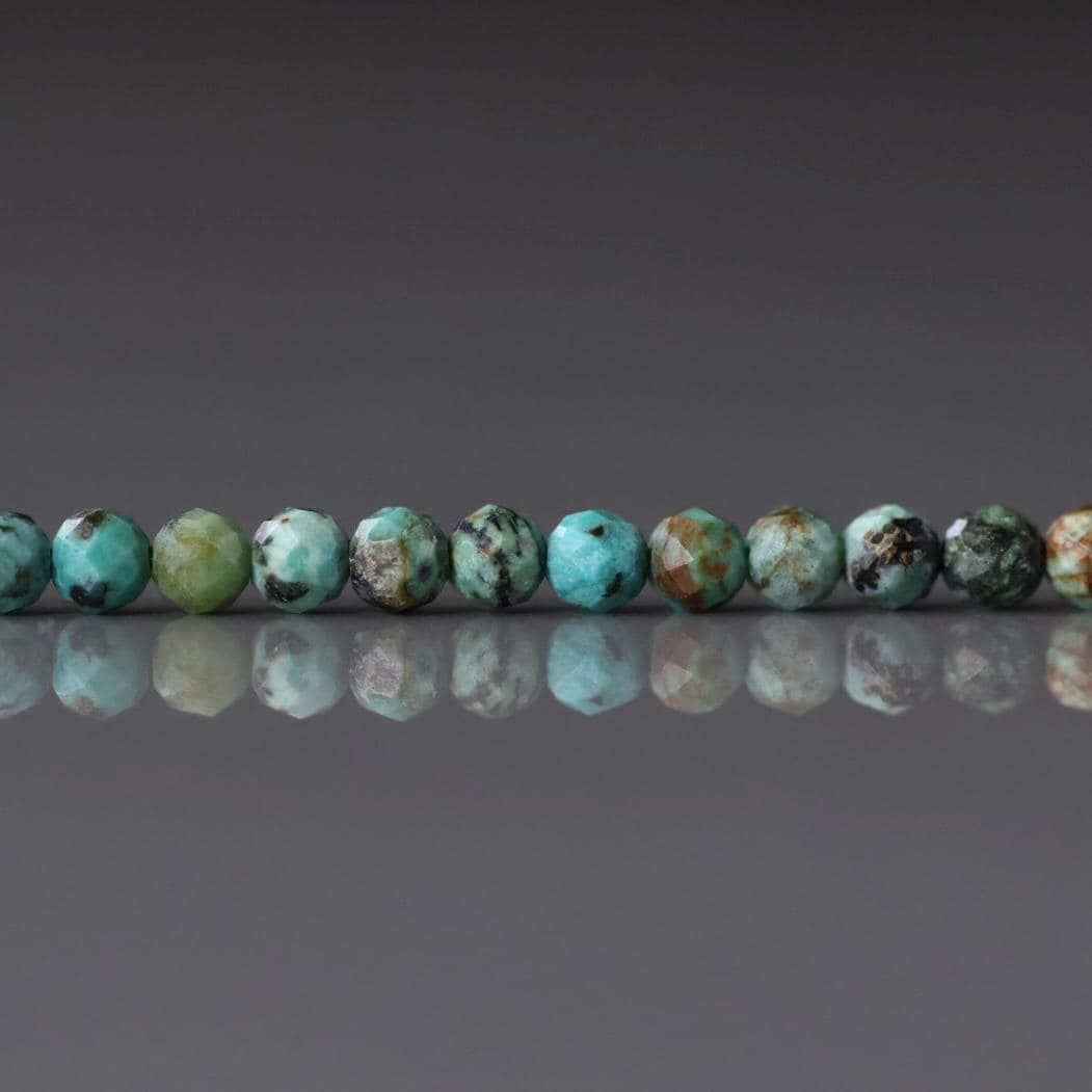 3mm African Turquoise Beads – Faceted Round Micro Gemstone 15" Strand