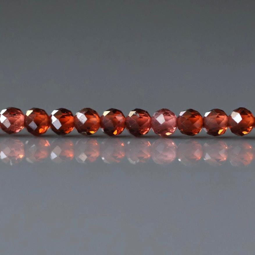 3mm Almandine Garnet Beads – Faceted Round Micro Gemstone 15" Strand