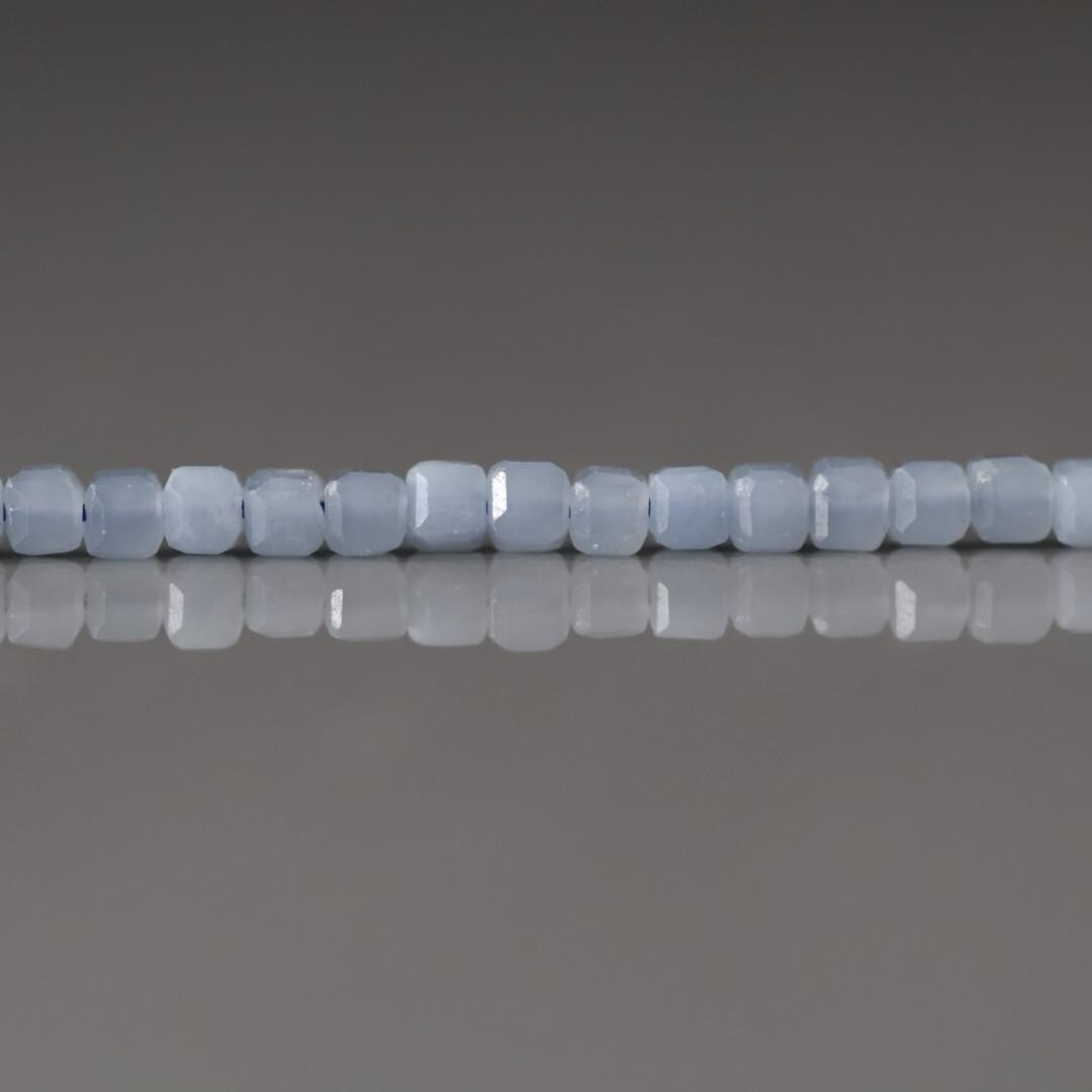 3mm Angelite Cube Beads -Faceted Genuine Gemstone 15"